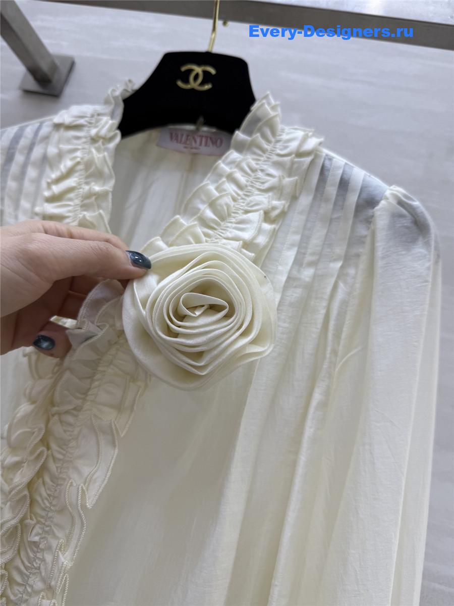 Va1e*ntin0 white tencel flower shirt