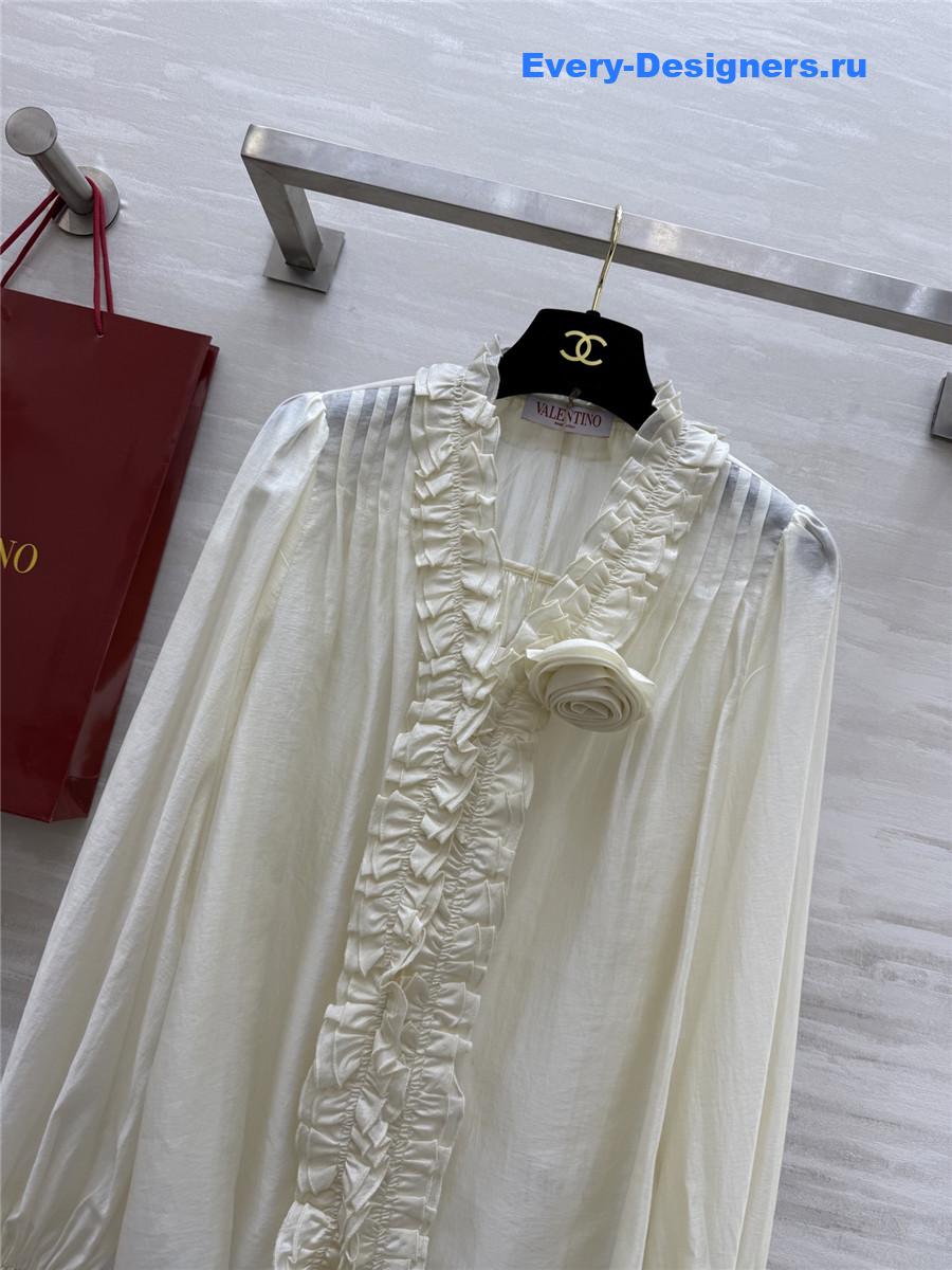 Va1e*ntin0 white tencel flower shirt