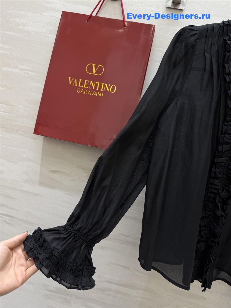 Va1e*ntin0 black tencel flower shirt