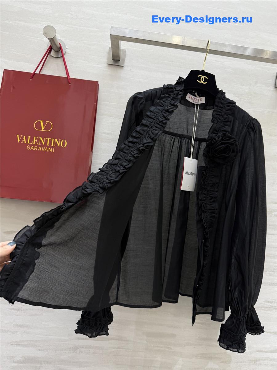 Va1e*ntin0 black tencel flower shirt