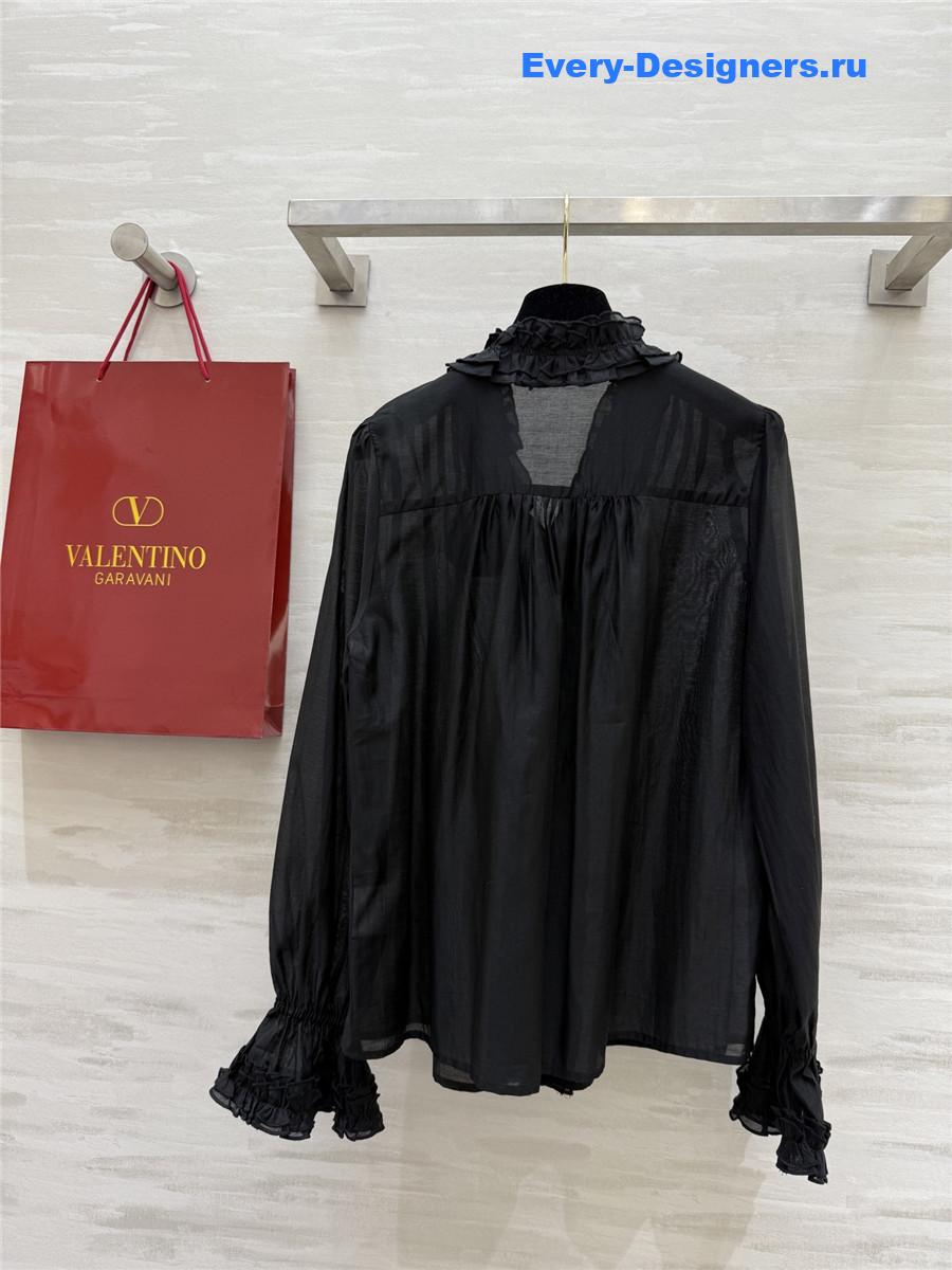 Va1e*ntin0 black tencel flower shirt