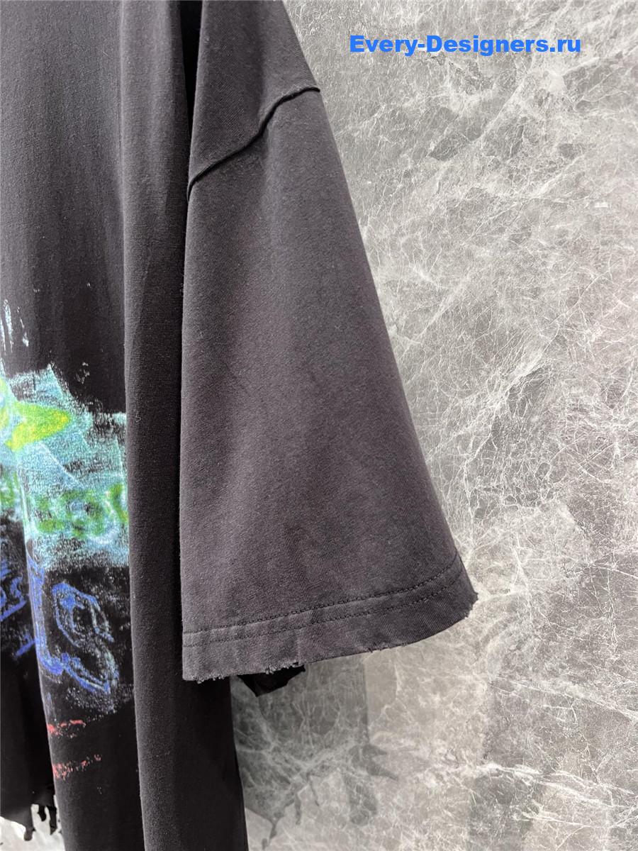 Ba1en*iaga lettering printed crew neck t-shirt black