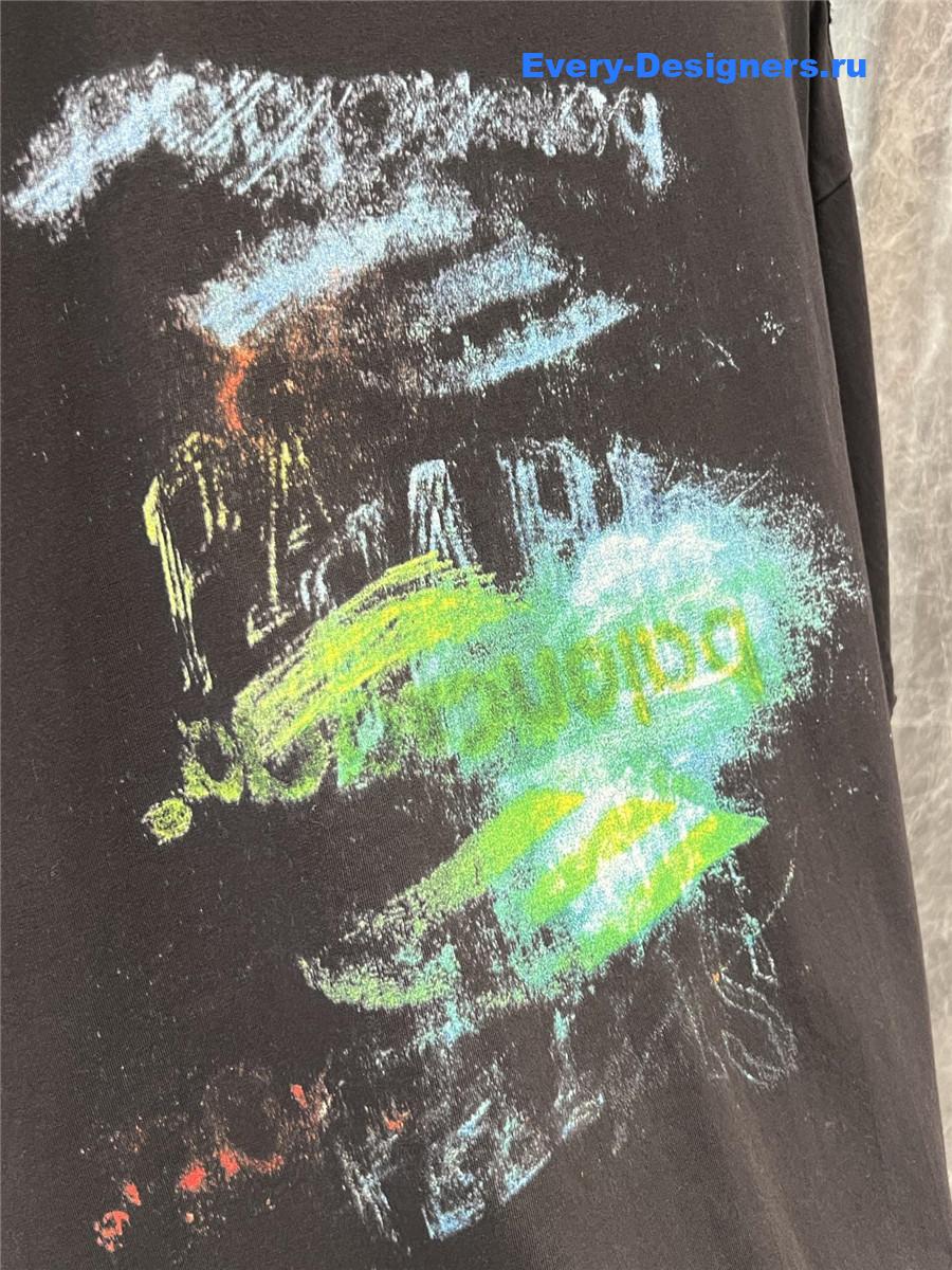 Ba1en*iaga lettering printed crew neck t-shirt black