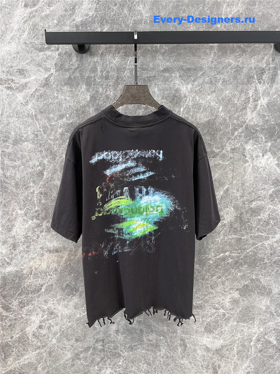 Ba1en*iaga lettering printed crew neck t-shirt black