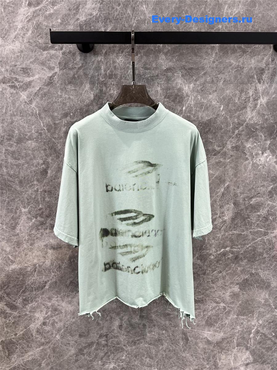 Ba1en*iaga lettering printed crew neck t-shirt