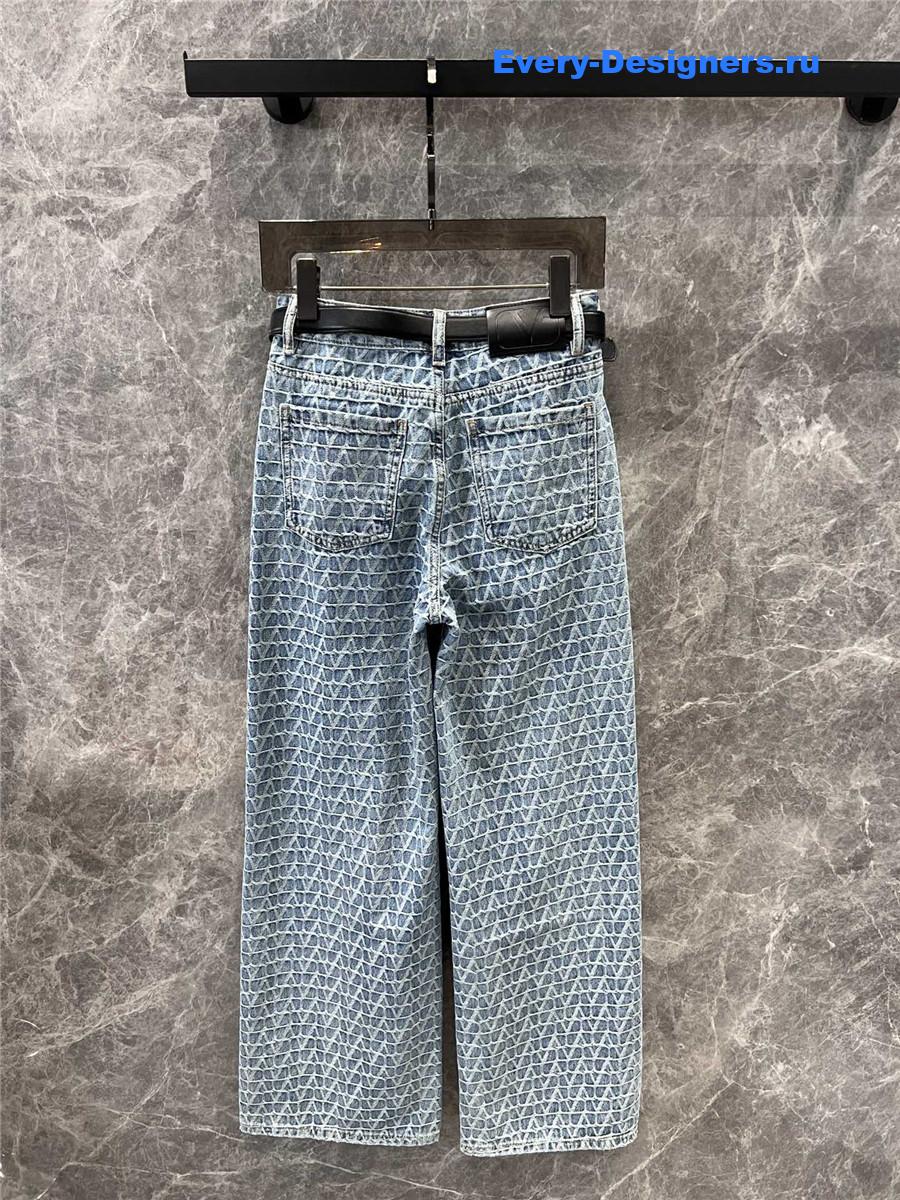 Va1e*ntin0 jacquard denim trousers