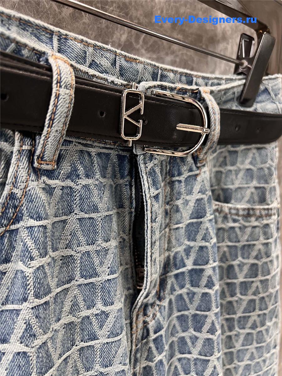 Va1e*ntin0 jacquard denim trousers