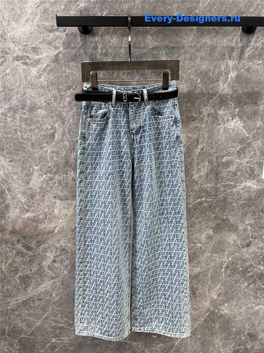Va1e*ntin0 jacquard denim trousers