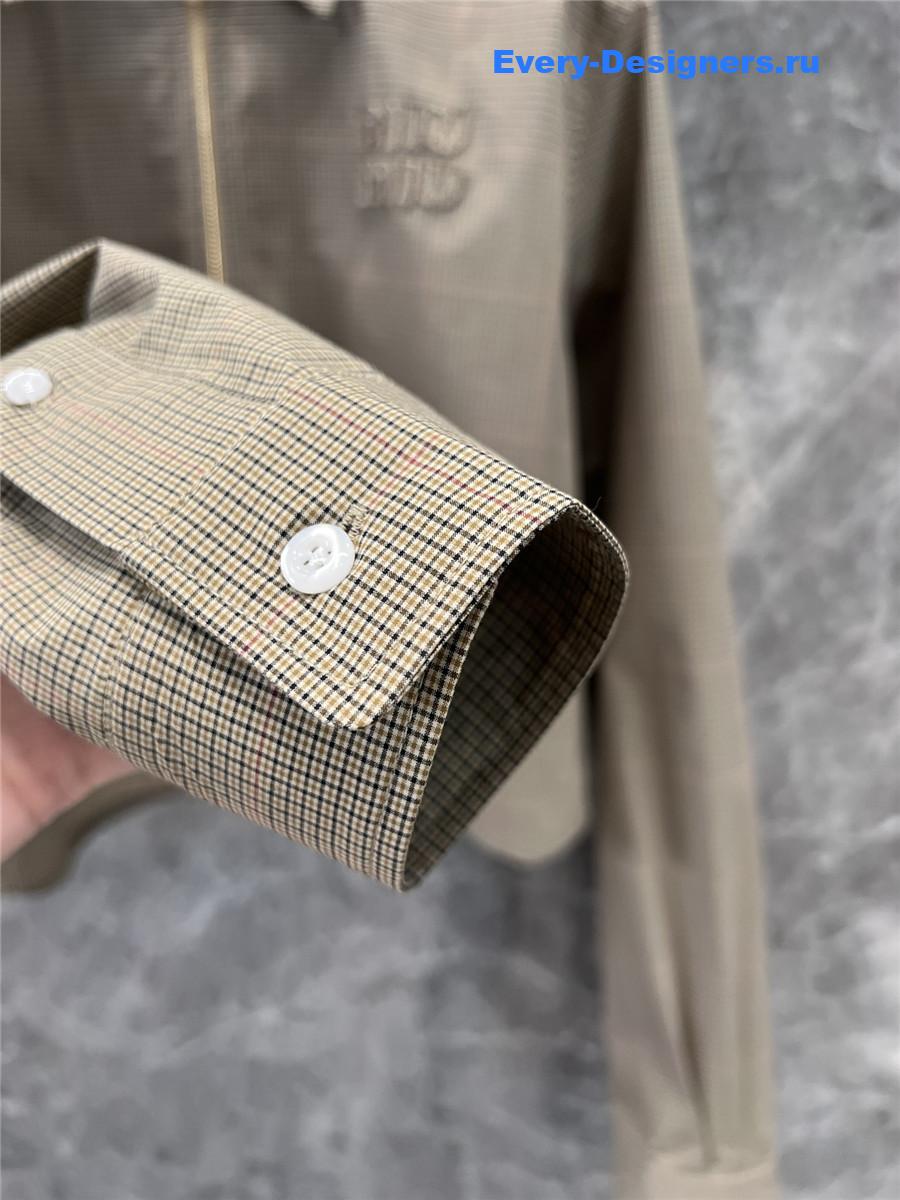 Miu Miu Olive Green Technical Check Shirt