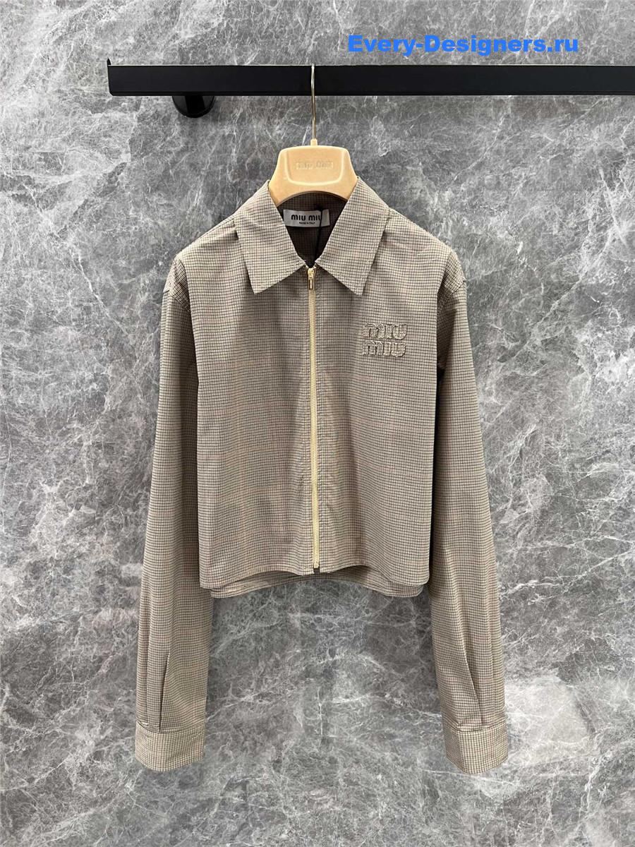 Miu Miu Olive Green Technical Check Shirt