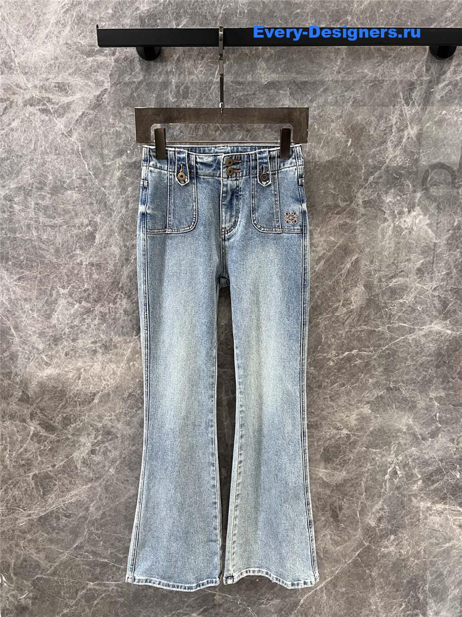 L0ew* light blue logo embroidered jeans