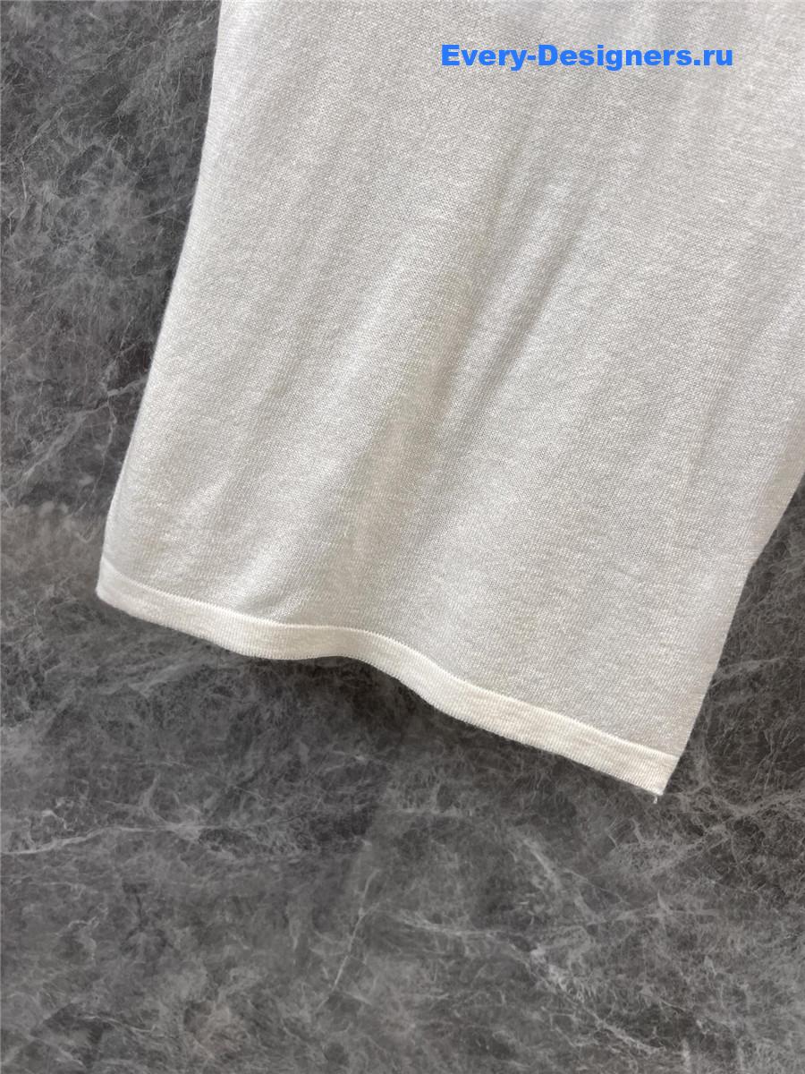 Ch**el beige crew neck knit top