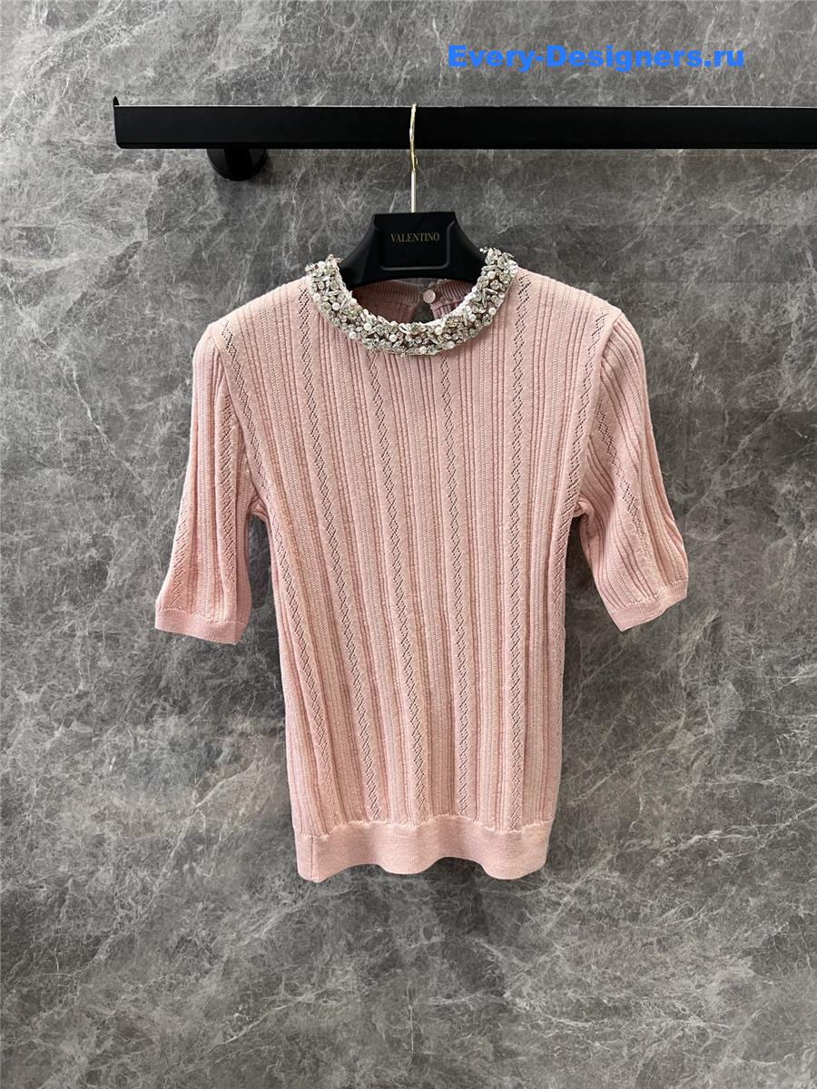 Va1e*ntin0 pink striped short-sleeve
