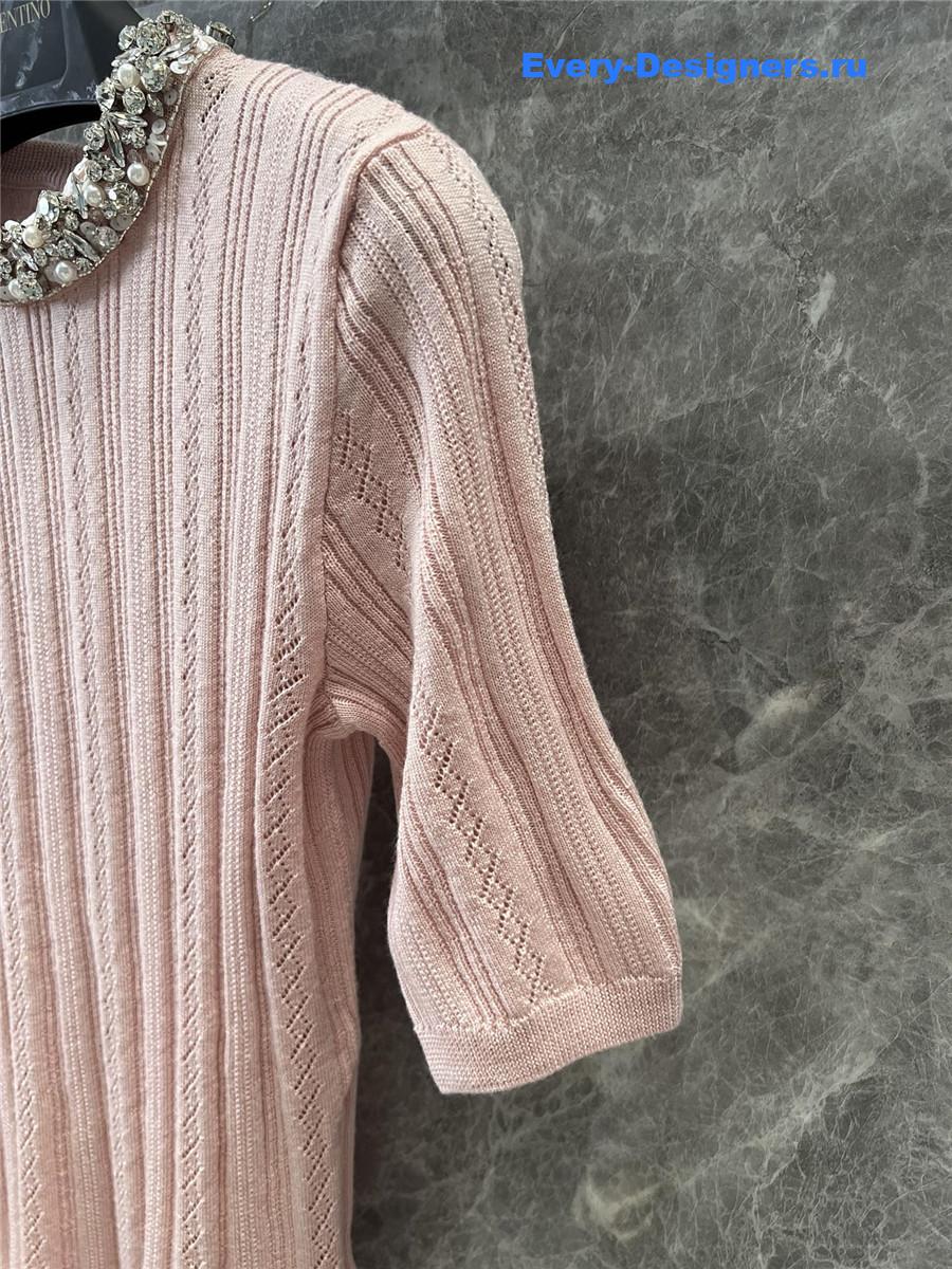 Va1e*ntin0 pink striped short-sleeve