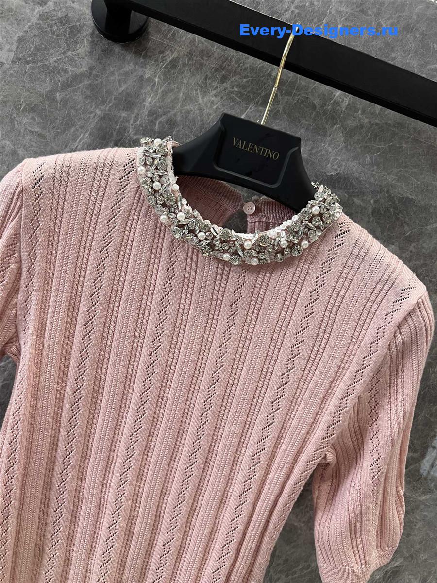 Va1e*ntin0 pink striped short-sleeve