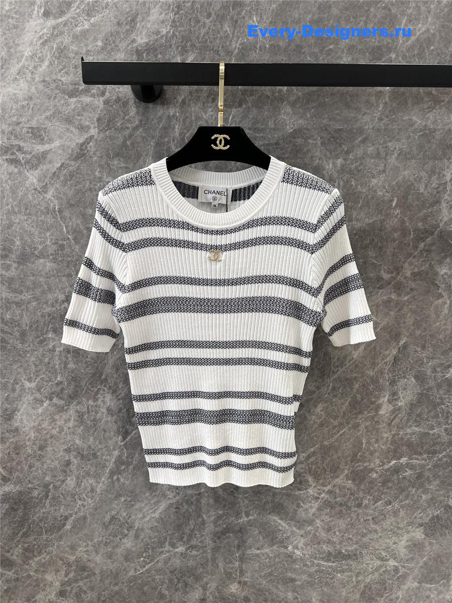 Ch**el striped knitted short-sleeved top
