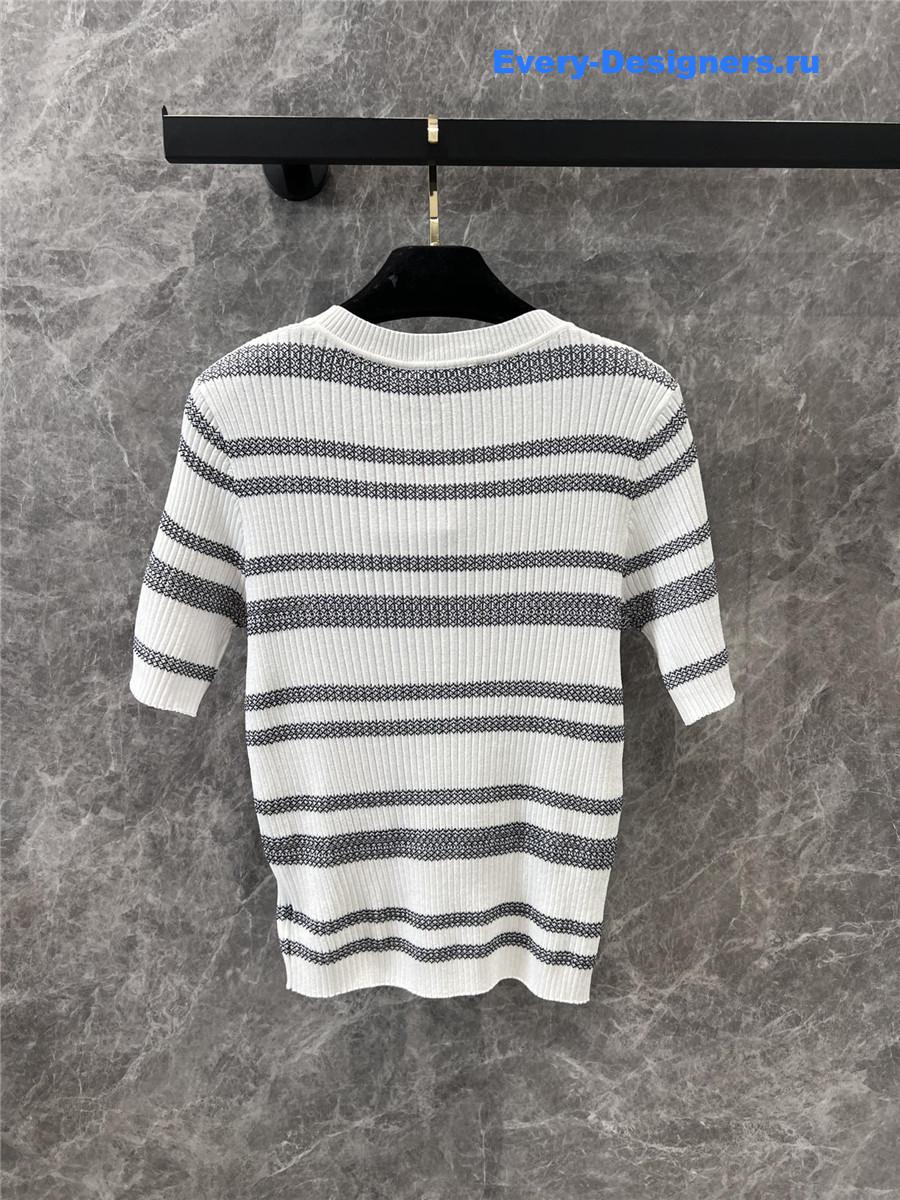 Ch**el striped knitted short-sleeved top