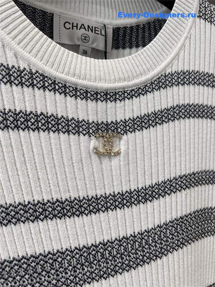 Ch**el striped knitted short-sleeved top