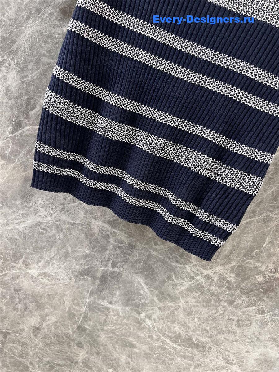 Ch**el blue striped knitted short-sleeved top