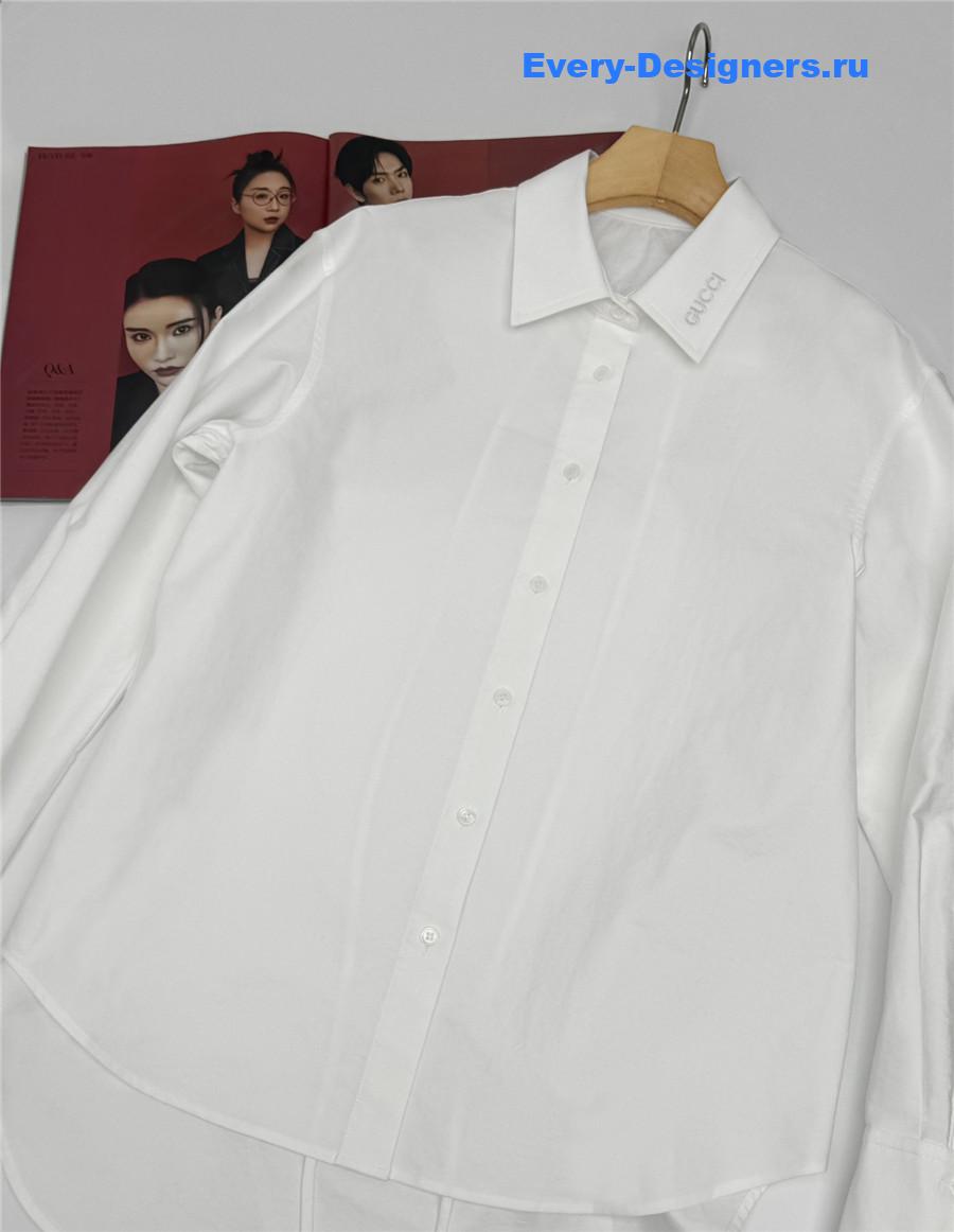 Gvc*1 logo embroidered white shirt