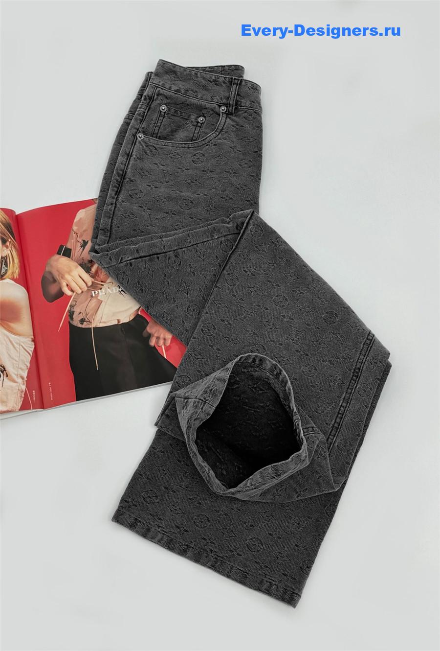 l0vis Vvtt0n grey logo denim wide leg jeans