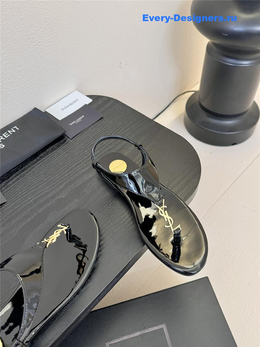 Sa1nt Lau*nt cassandra patent leather flat sandals