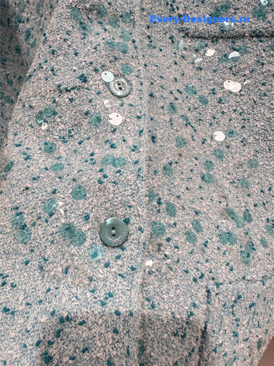 Gvc*1 tweed blend polo cardigan in turquoise