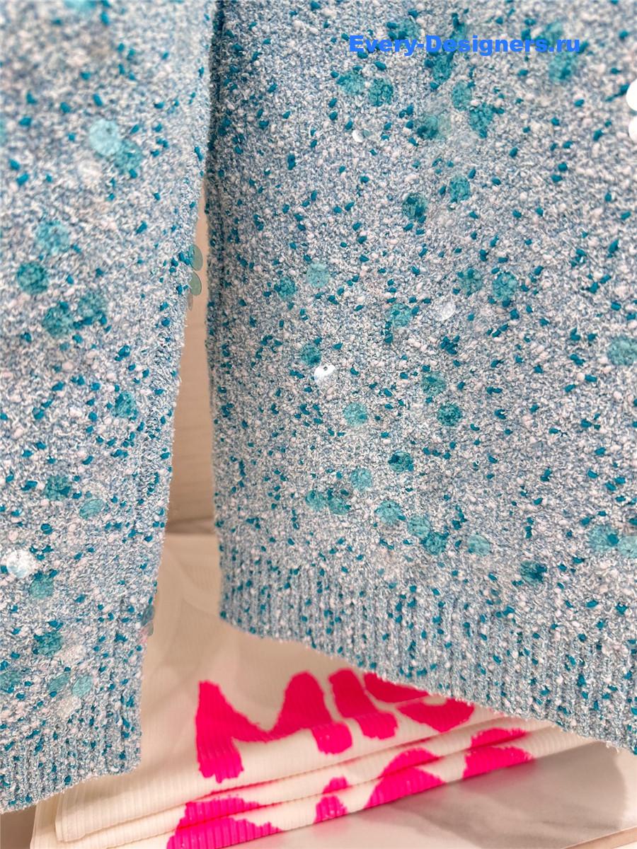 Gvc*1 tweed blend polo cardigan in turquoise