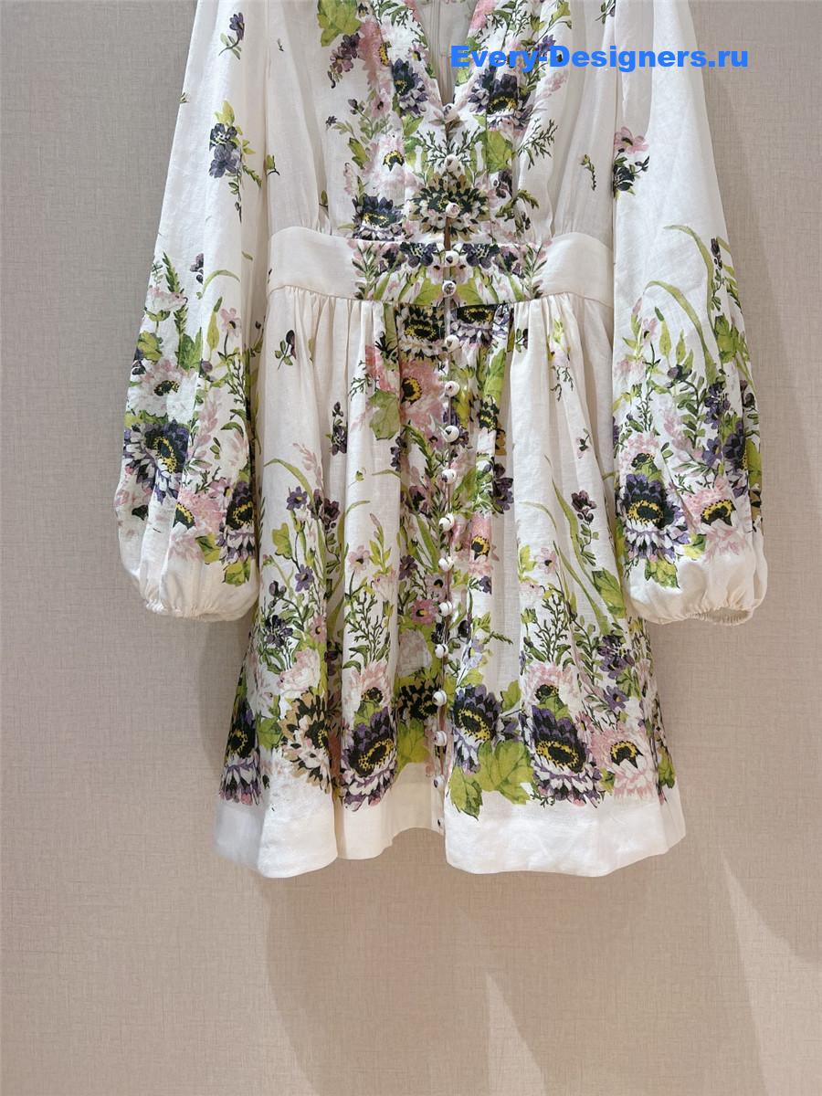 Zimm Halliday Plunge Linen Mini Dress