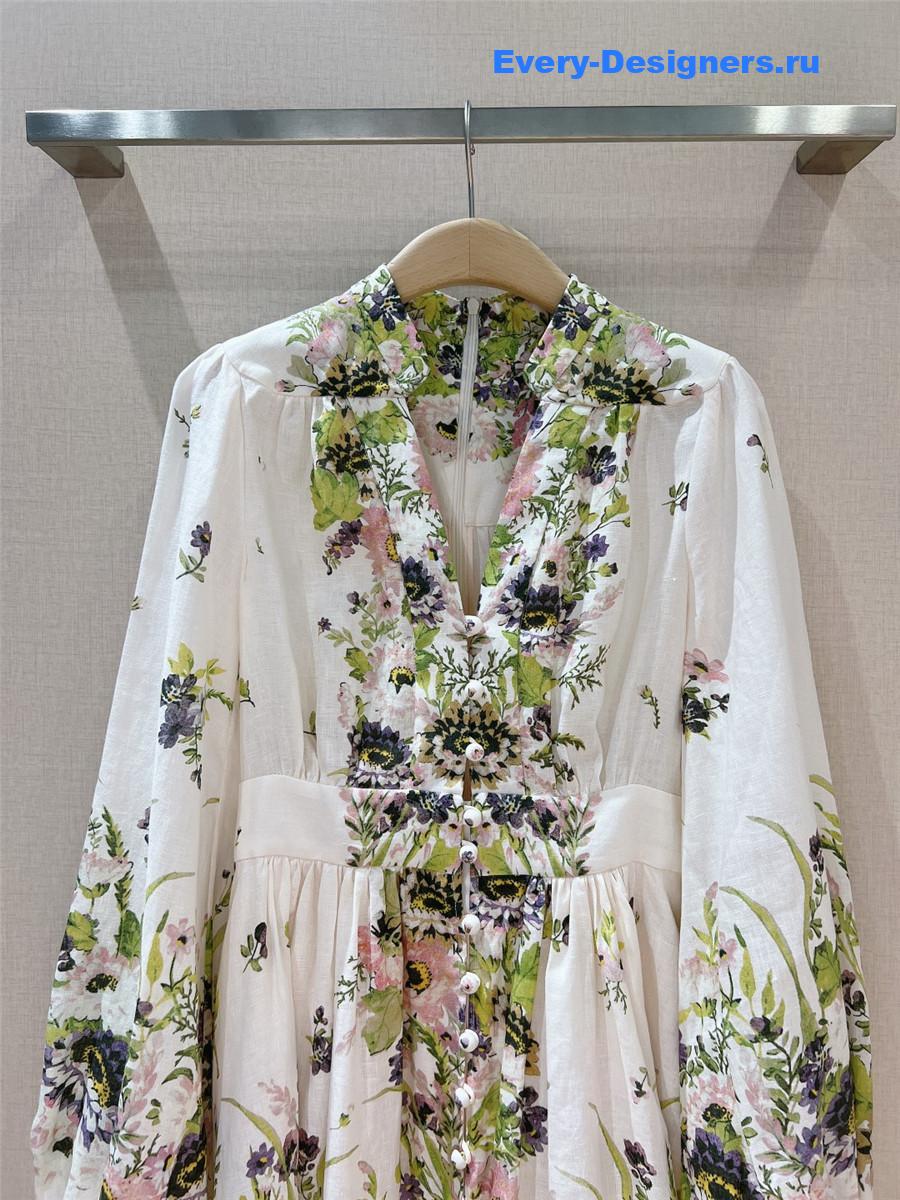 Zimm Halliday Plunge Linen Mini Dress