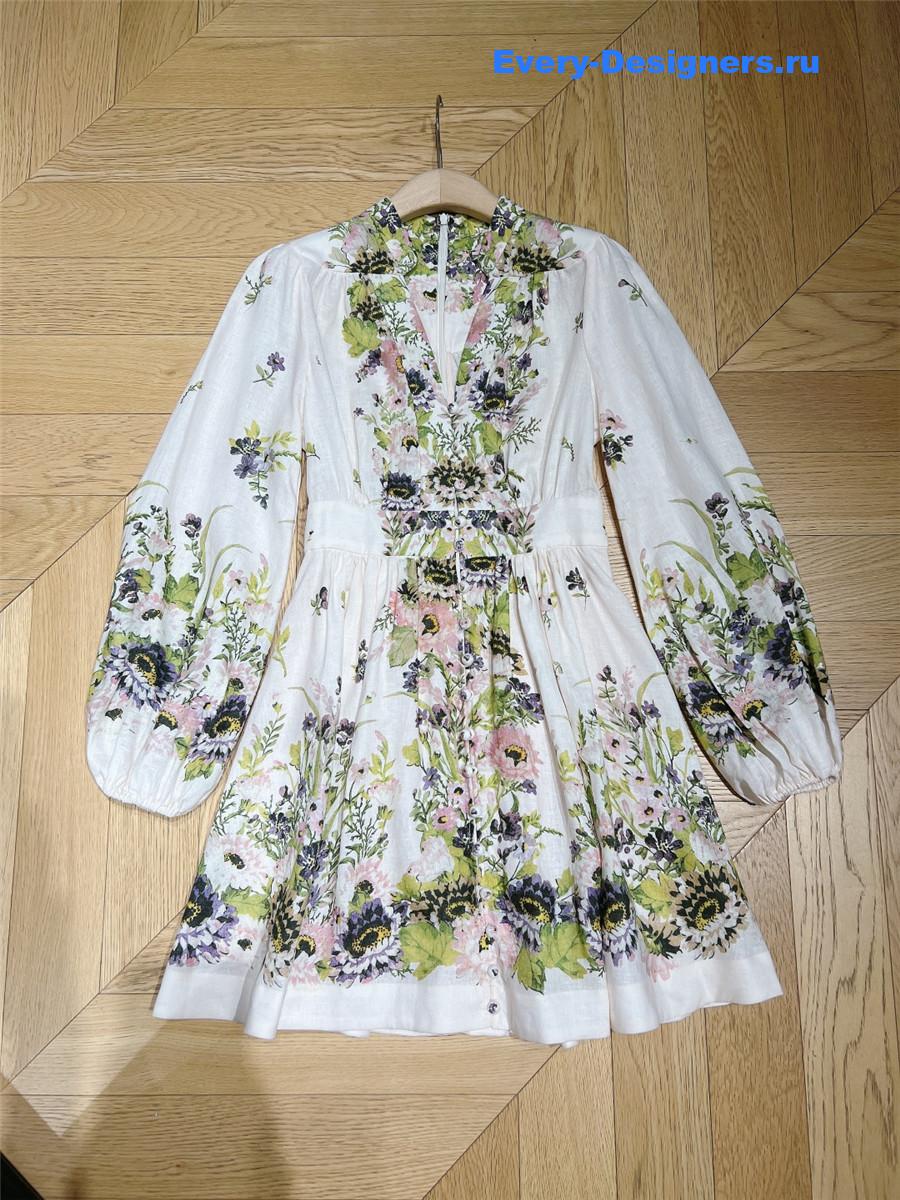 Zimm Halliday Plunge Linen Mini Dress