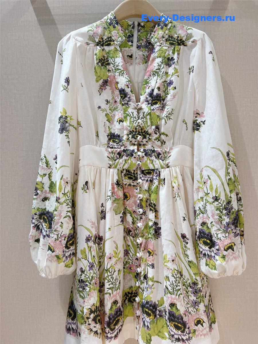 Zimm Halliday Plunge Linen Mini Dress