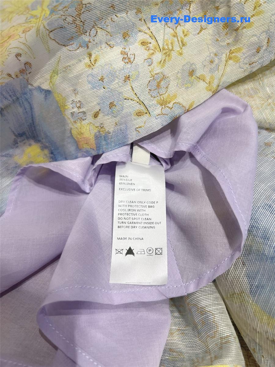 Zimm Flutter Butterfly Lace Long Sleeve Linen Dress