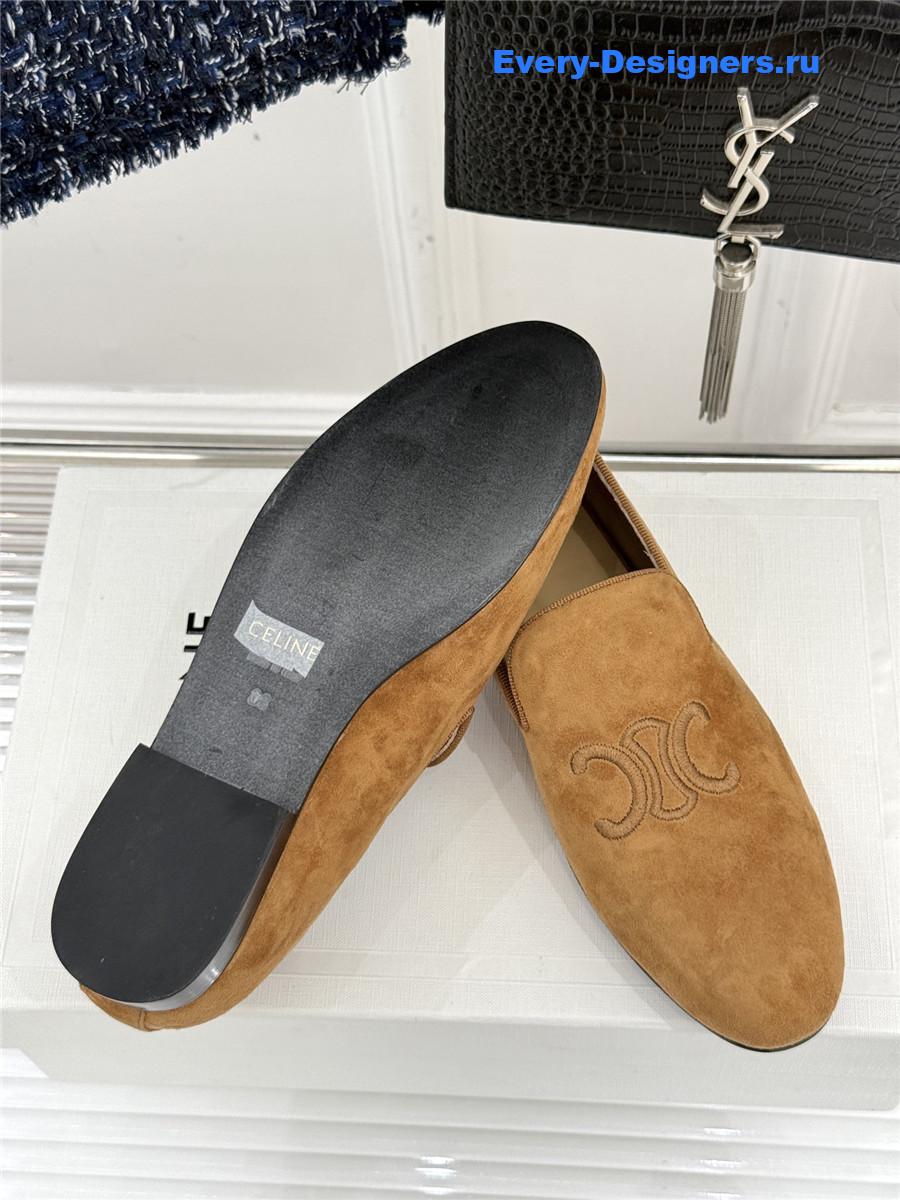 Ce1i*e logo-embroidered suede loafers in brown