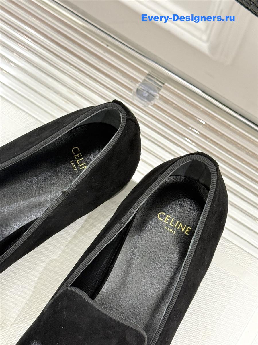 Ce1i*e logo-embroidered suede loafers womens