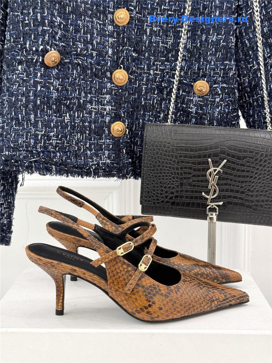 Ce1i*e snake leather slingback pumps