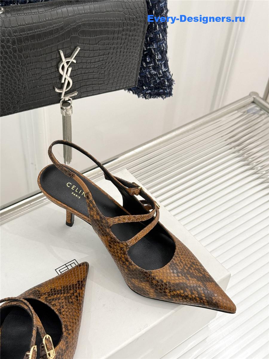 Ce1i*e snake leather slingback pumps