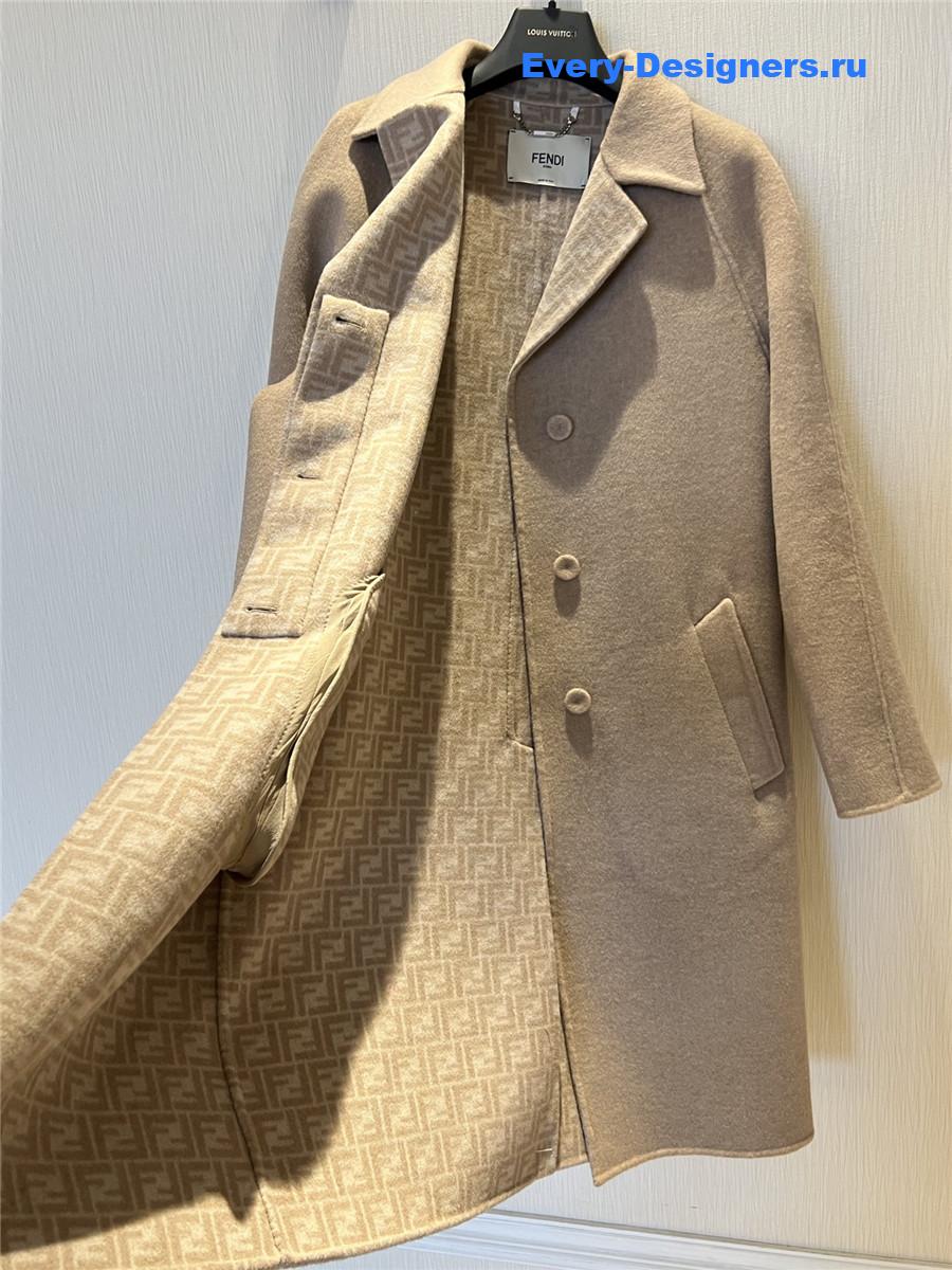 F**di ff beige wool coat