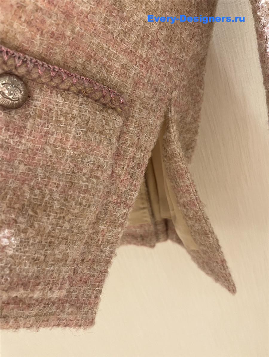 Ch**el pink four pocket tweed jacket