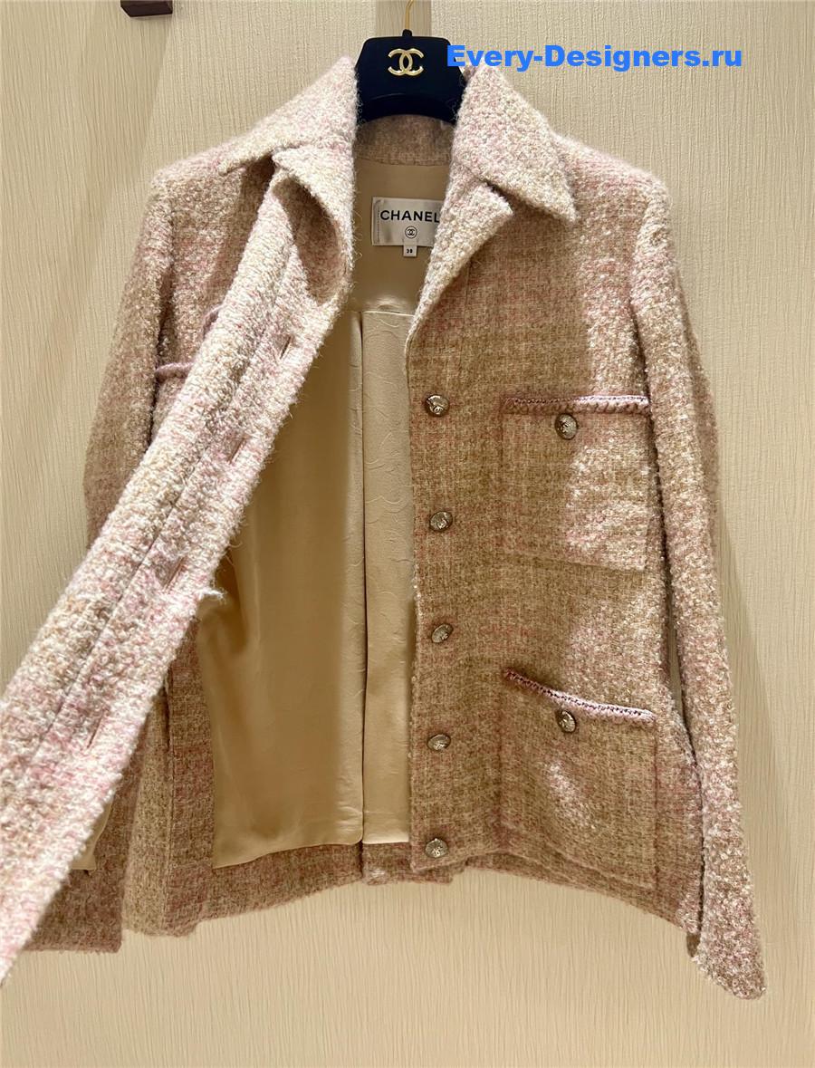 Ch**el pink four pocket tweed jacket