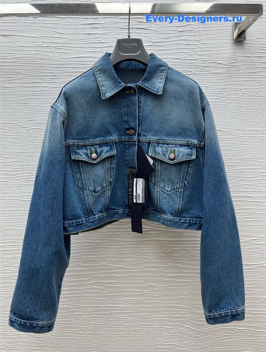 Pra*a cropped denim jacket blue
