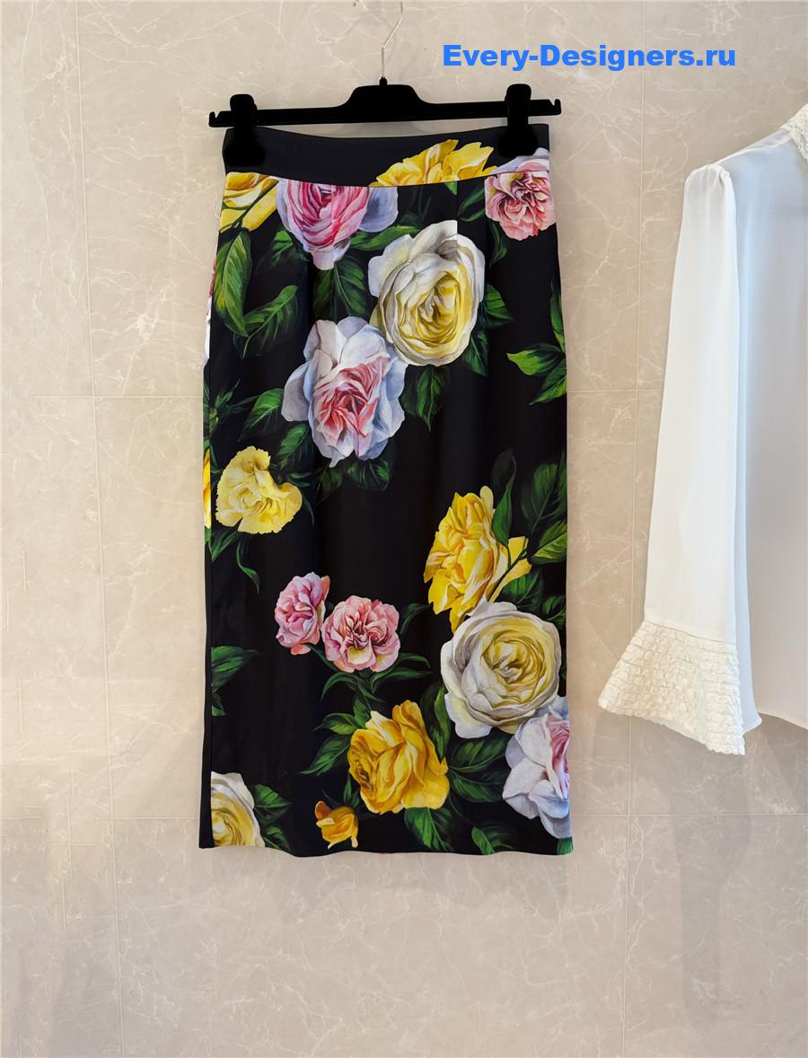 Dolce & Gabbana Floral Charmeuse Skirt