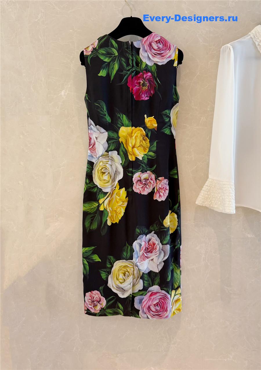 Dolce & Gabbana Peony Rose Midi Dress