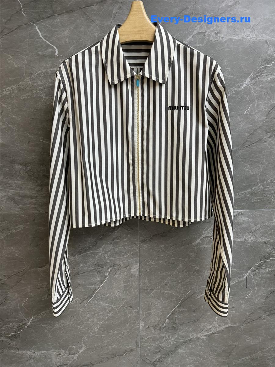 Miu Miu Striped Zip-Up Shirt