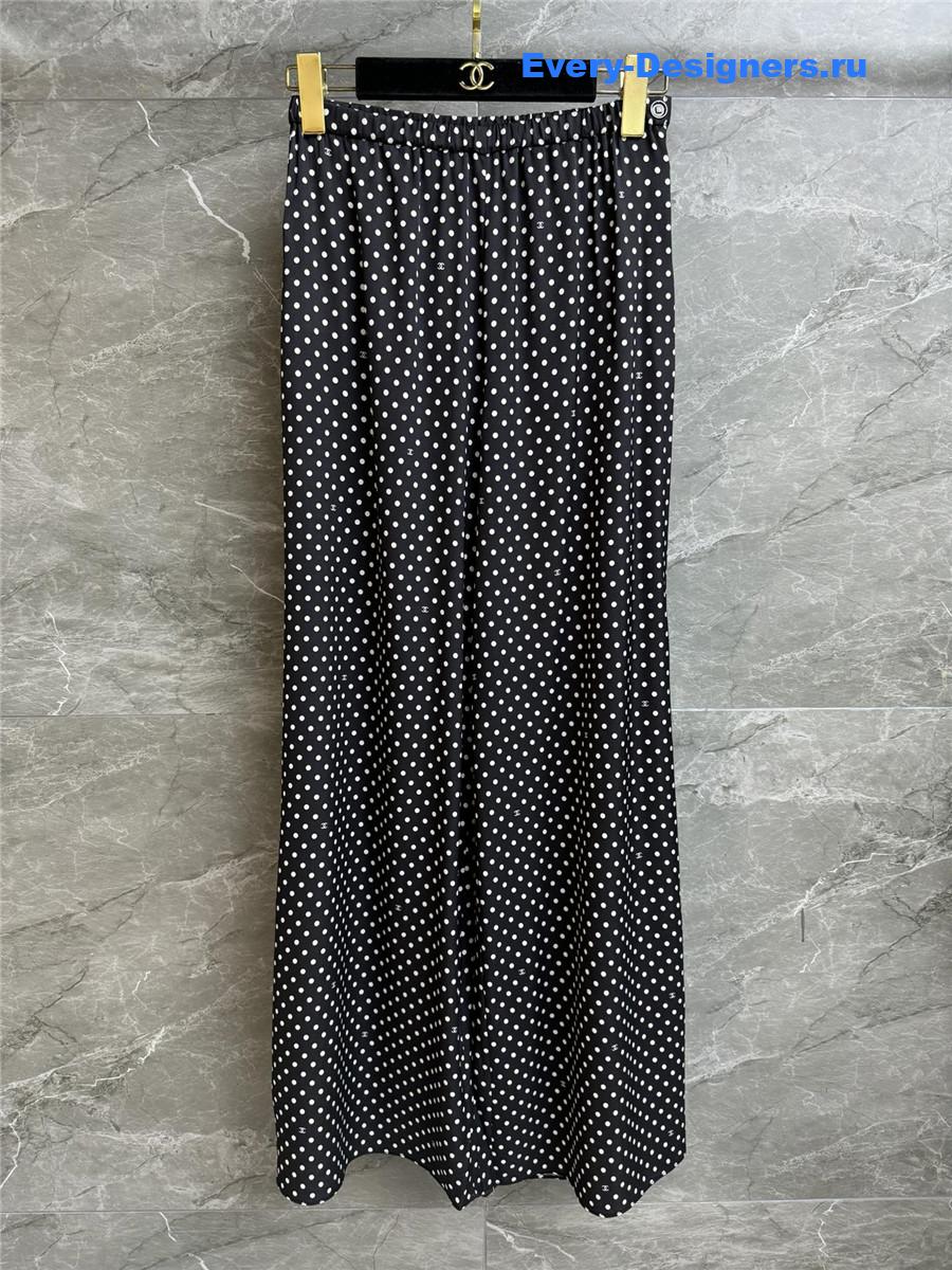Ch**el black white polka dot silk pants