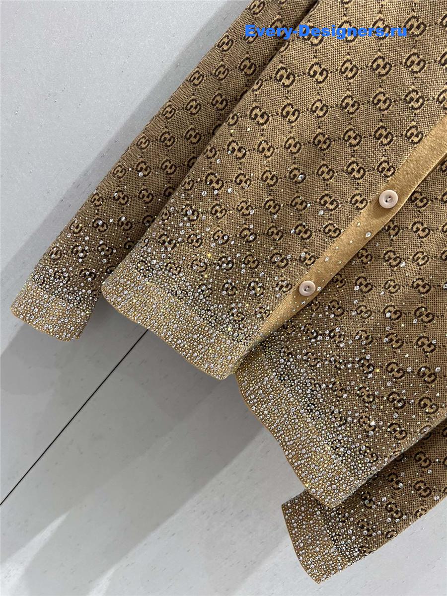 Gvc*1 gg letter rhinestone knitted cardigan