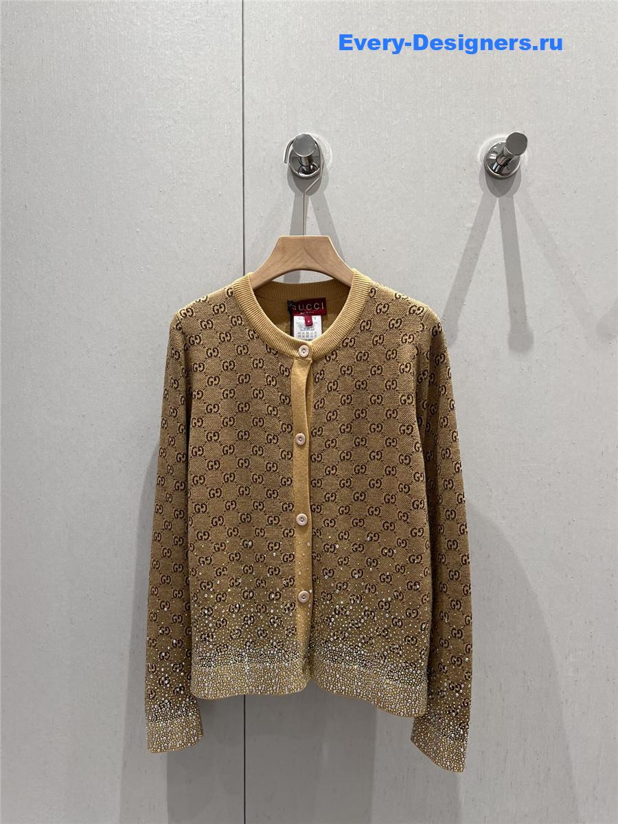Gvc*1 gg letter rhinestone knitted cardigan