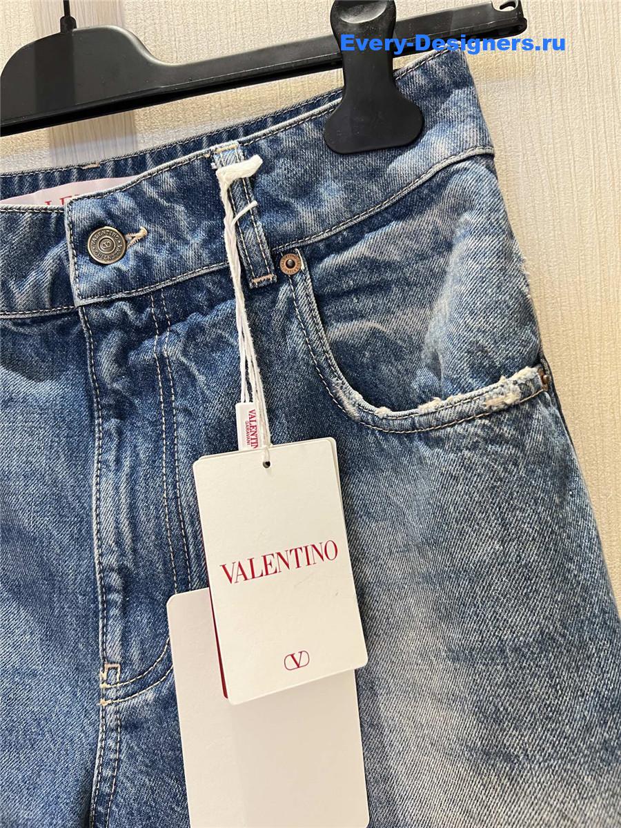 Va1e*ntin0 embroidered wide-leg jeans