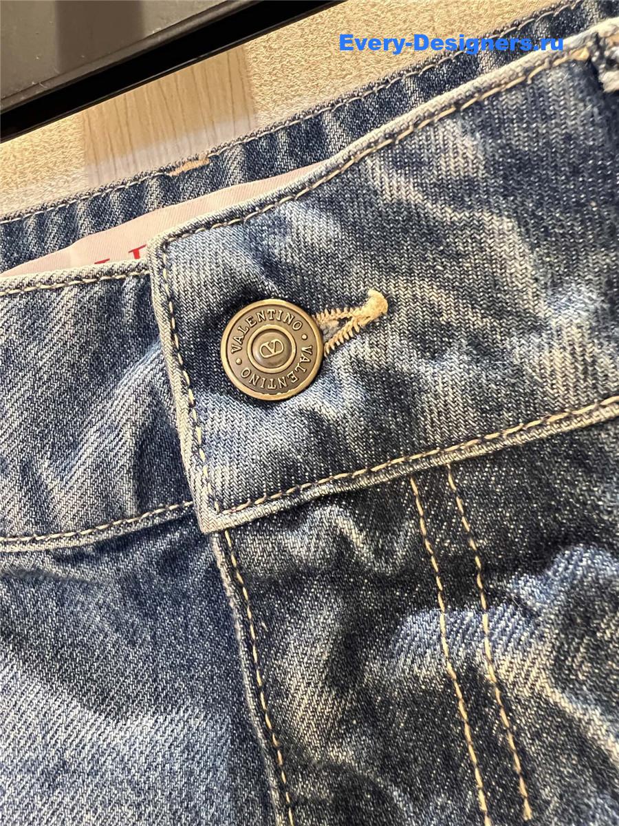 Va1e*ntin0 embroidered wide-leg jeans