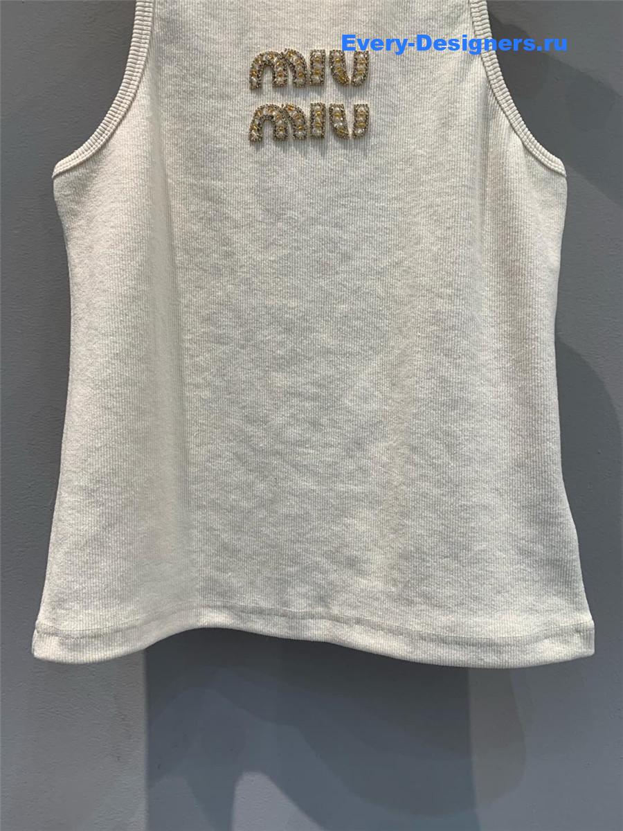 Miu Miu Rhinestone Beaded Lettering Vest